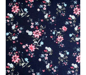 Biojersey Stoffonkel Blütentraum dunkelblau